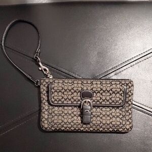 Coach Black and Tan Signature Wristlet